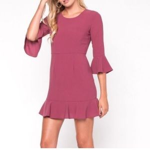 Everly Magenta tone ruffle shift dress